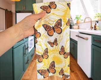 F*ck Trump No Monarchs Butterfly Waffle Weave Kitchen Towel, Funny Political Dish Towel, Anti Trump Kitchen Decor, Butterfly Kitchen Gift