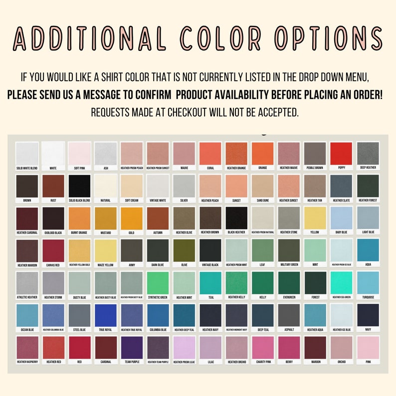 a poster with the words additional color options