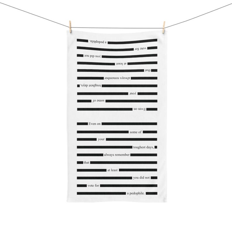 Redacted Epstein Files F*ck Trump Hand Towel, Funny Political Home Decor, Progressive Liberal Gift, FDT Towel, Sarcastic Kitchen Towel image 4