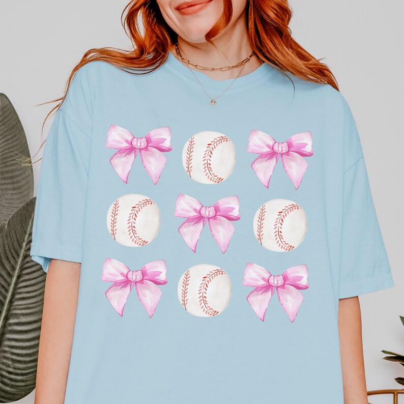 Coquette Baseball Bow Shirt, Coquette Aesthetic Comfort Colors T-Shirt, Soft Girl Clothing, Cute Baseball Tee, Coquette Gift, Baseball Mom