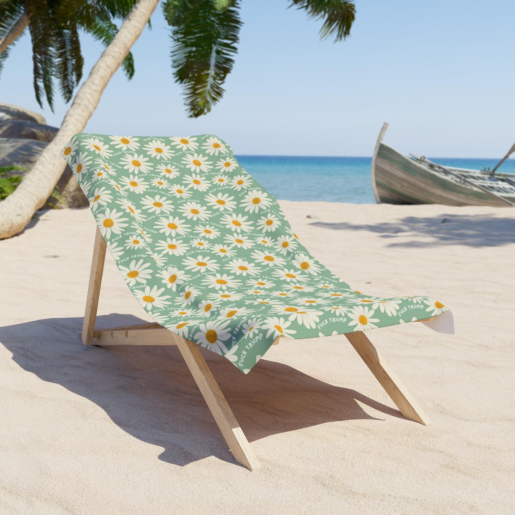 Discover Subtle F*ck Trump Beach Towel, Funny Political Towel, Daisy Towel, Summer Beach Accessory