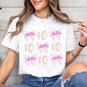 Coquette Baseball Bow Shirt, Coquette Aesthetic Comfort Colors T-Shirt, Soft Girl Clothing, Cute Baseball Tee, Coquette Gift, Baseball Mom