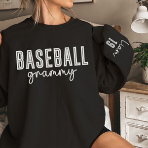 CUSTOM Baseball Grammy Sweatshirt, Personalized Name Sleeve Print, Baseball Grandma Crewneck, Grandparent Sweater, Baseball Grandma Gift