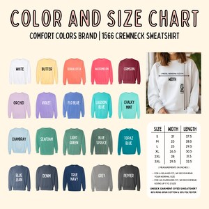 the color and size chart for a women's sweatshirt