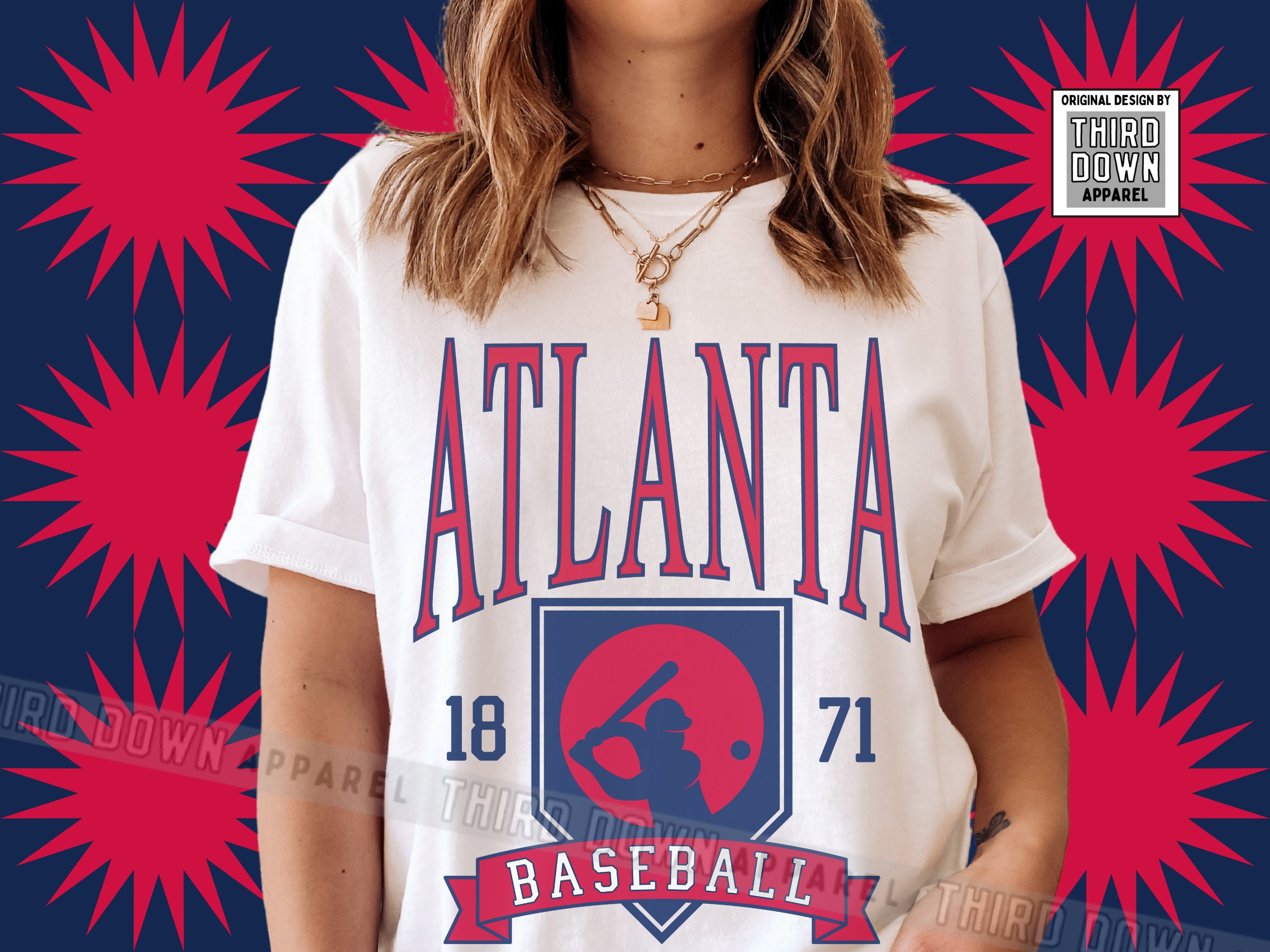 Atlanta Braves Retro Baseball Caricature T Shirt