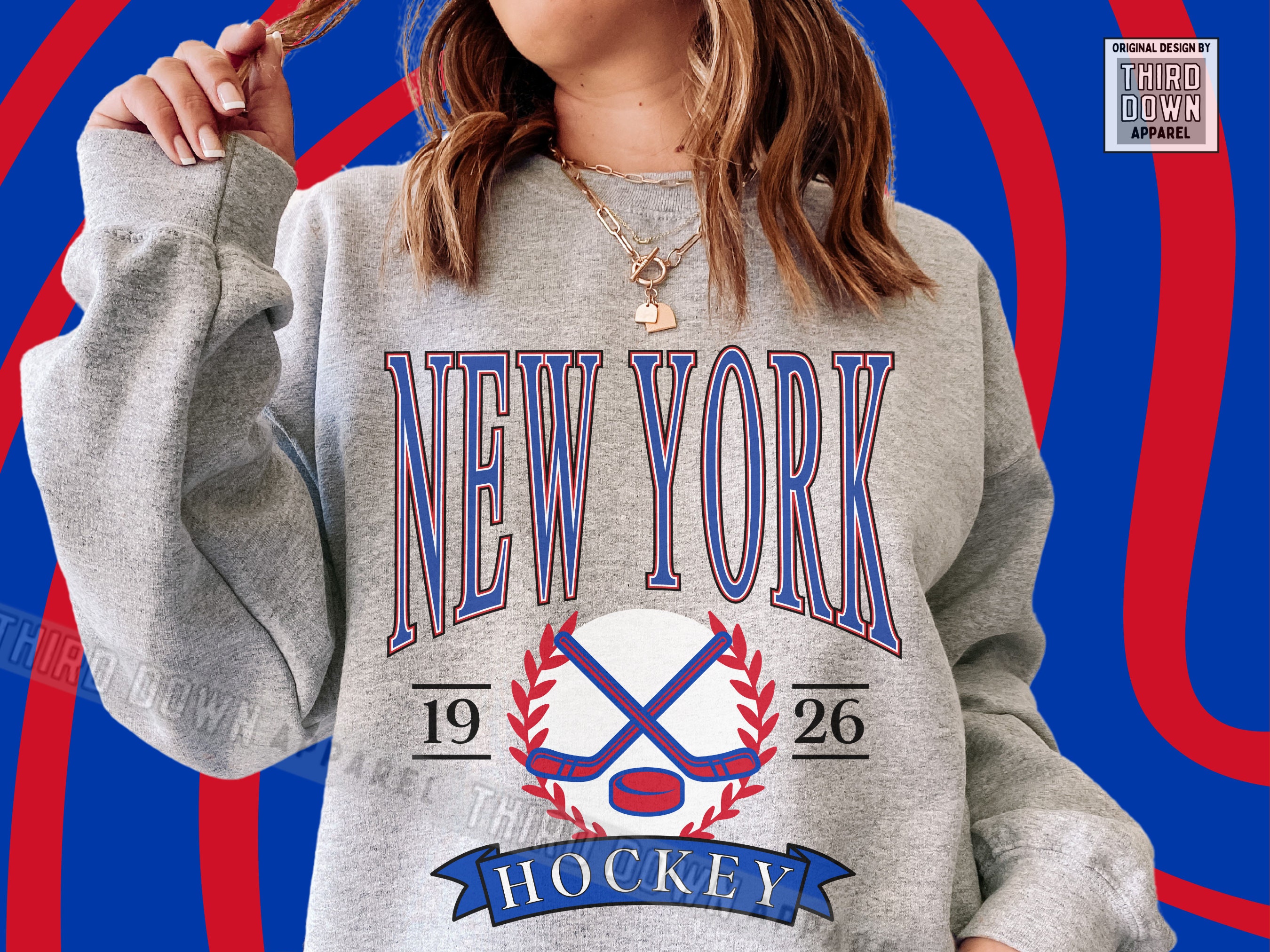 Women's New York Rangers Old Time Hockey Natural Vintage Lacer Heavyweight  Hoodie