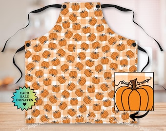 Subtle F*ck Trump Autumn Pumpkin Pattern Apron, Fall Cooking Accessory, Gift for Home Chefs, Thanksgiving Kitchen Decor, Pumpkin Spice Lover