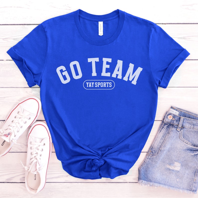 Go Team Yay Sports Shirt, Collegiate Crewneck T-Shirt, Simple Sports Unisex Tee, Funny Sports Gift, Varsity Style Athletic Apparel