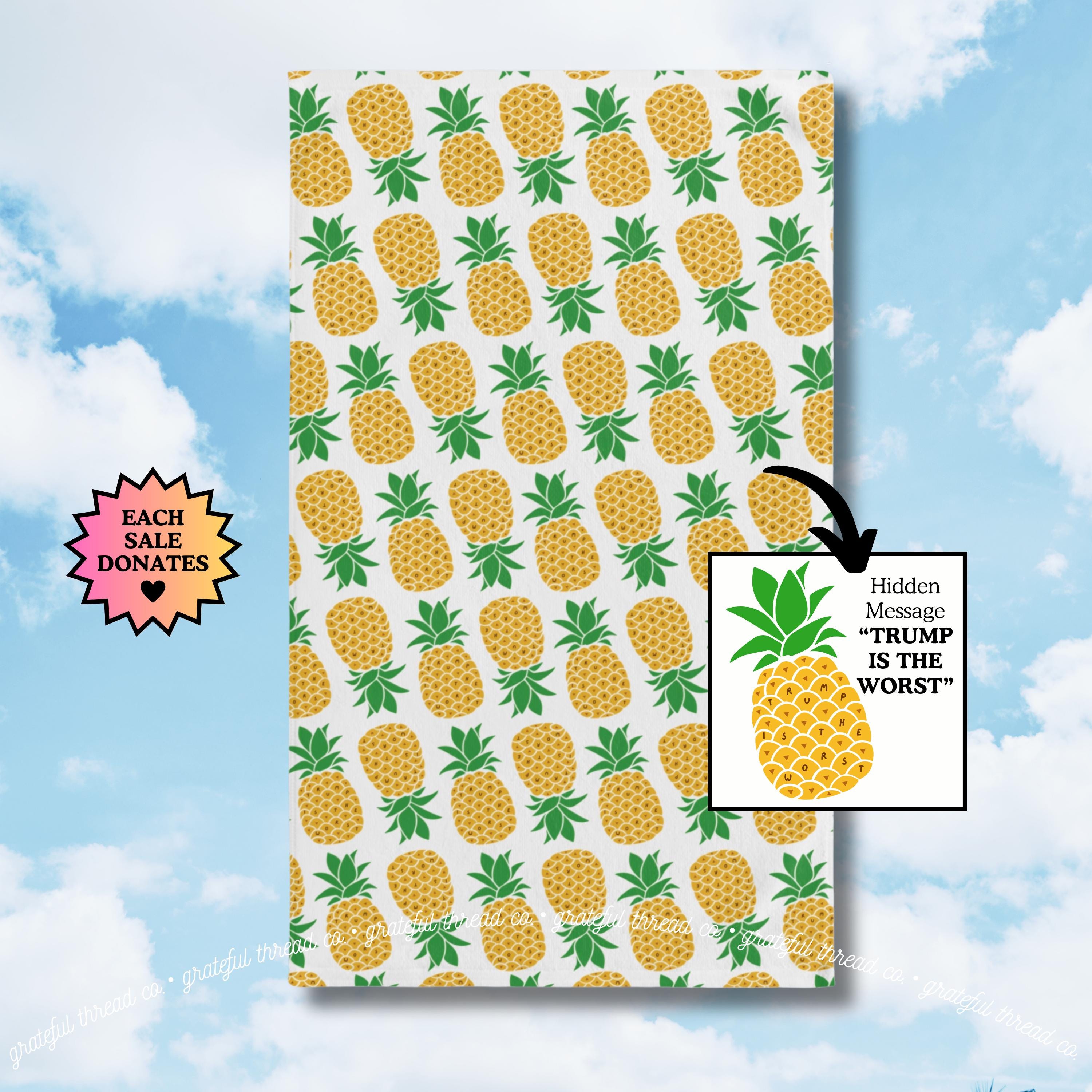 Subtle Trump is the Worst Pineapple Hand Towel, Funny Political Home Decor, Summer Kitchen Towel, Hostess Gift, Sarcastic Liberal Gift, FDT