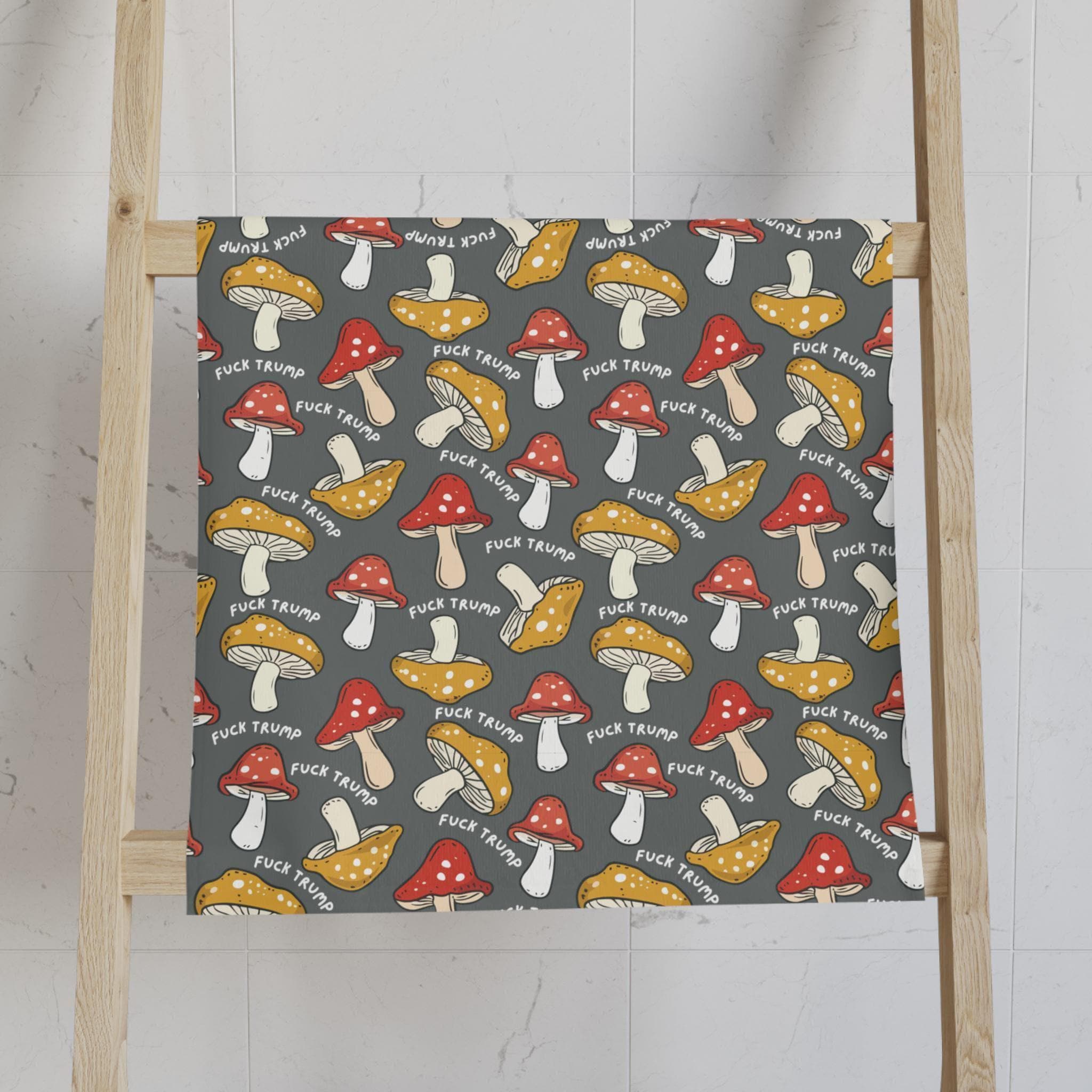 Discover Subtle Fck Trump Hand Towel, Funny Political Home Decor, Mushroom Kitchen Towel