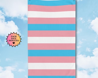 Trans Flag Hand Towel, LGBTQ Home Decor, Pride Month Kitchen Bath Towel, LGBTQ Ally Gift, Protect Trans Kids, Transgender Rights