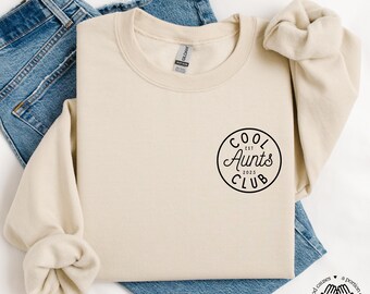 Sudadera personalizada del Club de Tías Geniales, suéter para anunciar el embarazo de tu tía, sudadera de cuello redondo para tías geniales, sudadera para tías primerizas, regalo para la futura tía