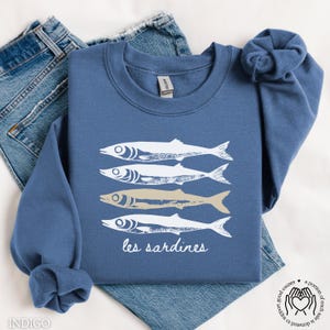 Sardine Sweatshirt, Cute Fish Crewneck, Fisherman Aesthetic, Les Sardines, Tinned Fish French Shirt, Summer Coastal Vibe, Sardines Sweater