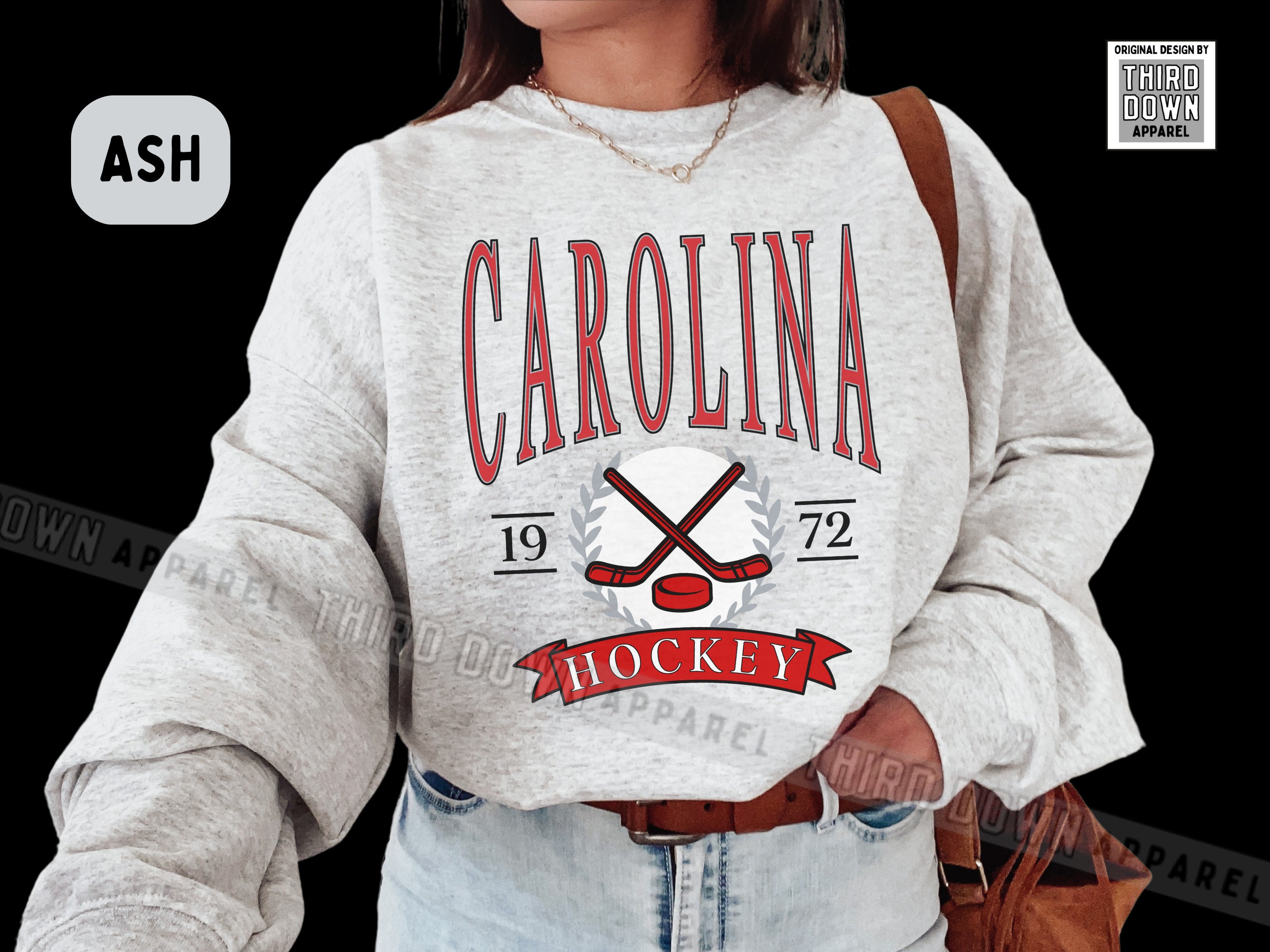 ThirdDownApparel Throwback Carolina Hurricane Sweatshirt, Vintage Canes Crewneck, Playoffs Game Day Apparel, Gift for Canes Fan, Carolina Ice Hockey Pullover