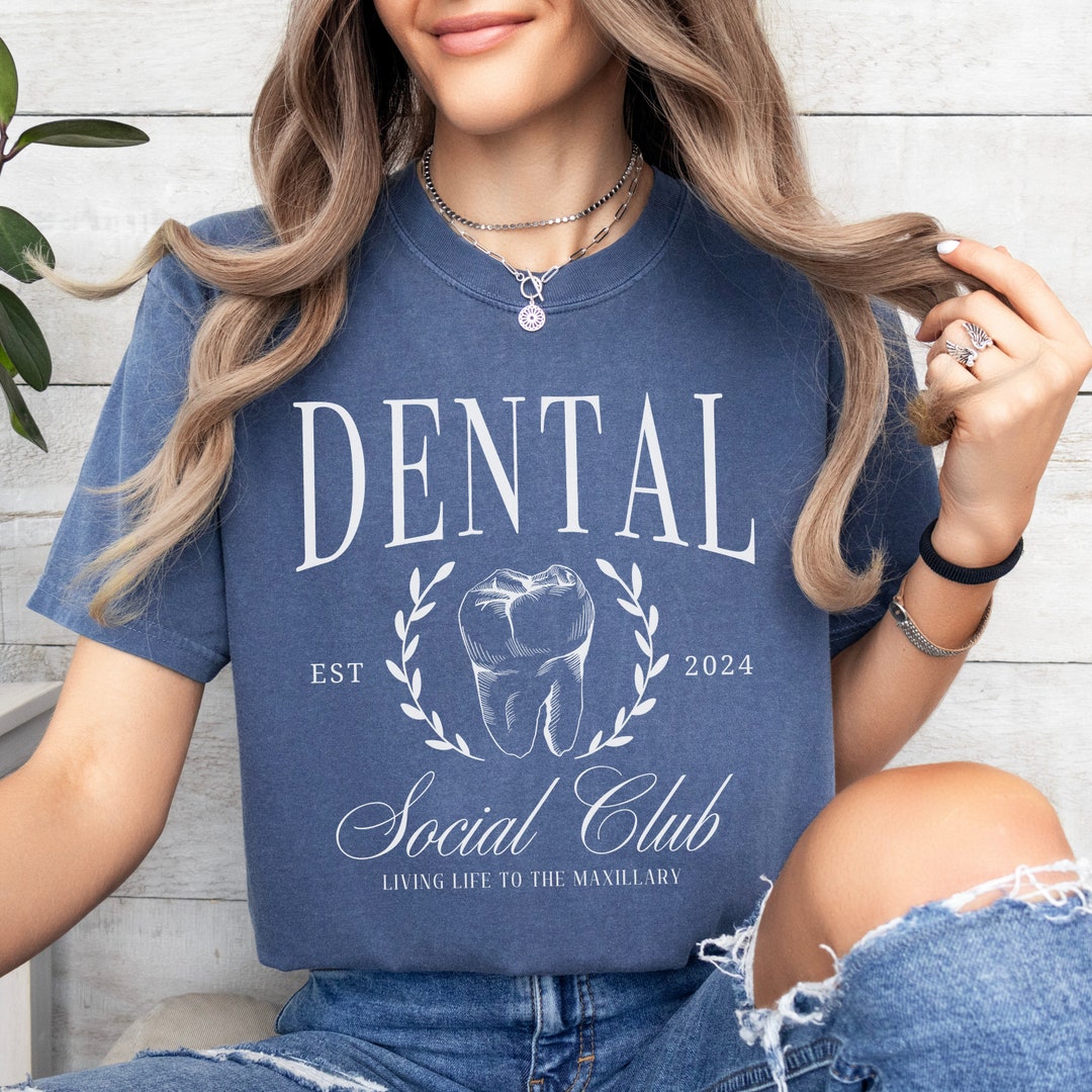 CUSTOM Dental Social Club Shirt, Comfort Colors Dentist Tee, Dental ...
