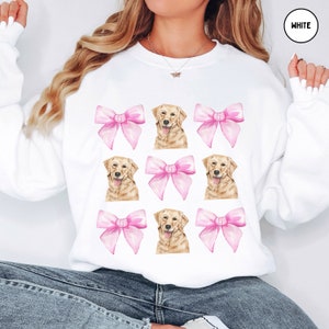 Coquette Golden Retriever Bow Sweatshirt, Coquette Aesthetic Crewneck, Soft Girl Girly Sweater, Cute Preppy Clothing, Coquette Dog Mom Gift