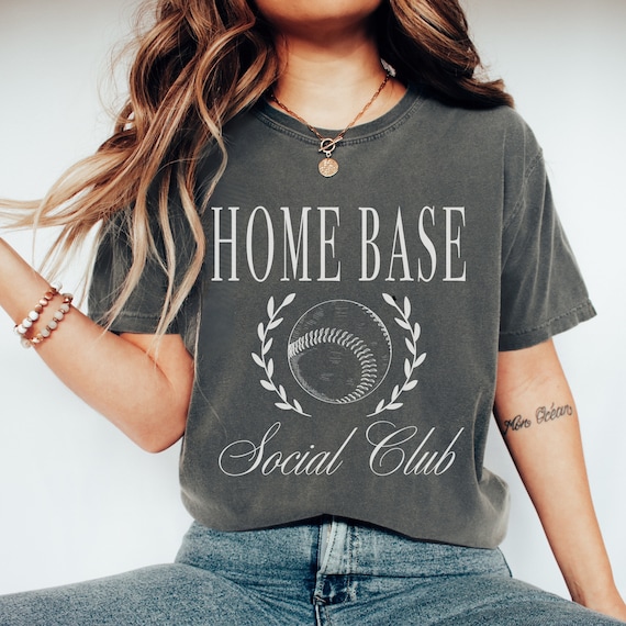 Home Base Social Club T-shirt, Comfort Colors Baseball Tee, Funny Baseball Crewneck Shirt, Game Day Apparel, Baseball Mom Gift, Coach Gift