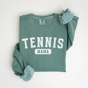 Comfort Colors Tennis Mama Sweatshirt, Collegiate Sports Mom Crewneck, Personalized Mom Gift, Game Day Apparel, Team Spirit Shirt, Varsity