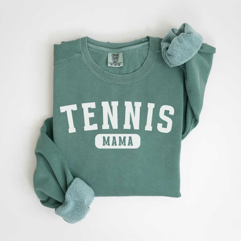 Comfort Colors Tennis Mama Sweatshirt, Collegiate Sports Mom Crewneck, Personalized Mom Gift, Game Day Apparel, Team Spirit Shirt, Varsity
