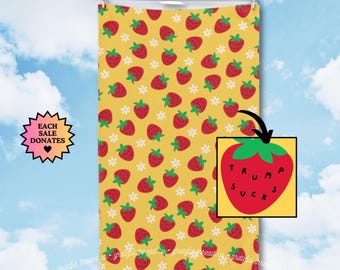 Subtle Trump Sucks Strawberry Hand Towel, Funny Political Home Decor, Berry Kitchen Towel, Hostess Gift, Sarcastic Liberal Gift, FDT Towel