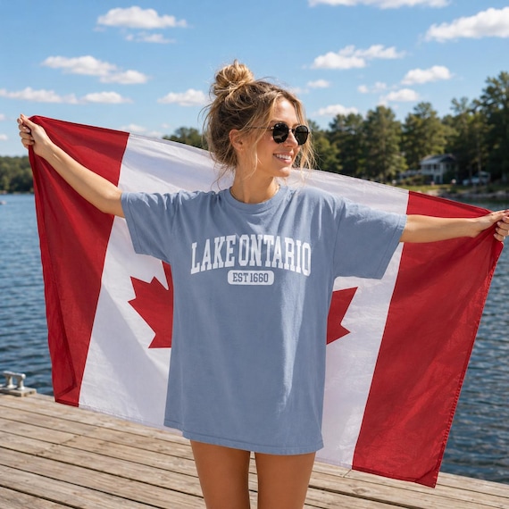Lake Ontario Est. 1660 T-Shirt, Funny Canada Trump Tariff Shirt, Great Lakes Political Satire Tee, Canadian Lake Lover Gift, Lake of America