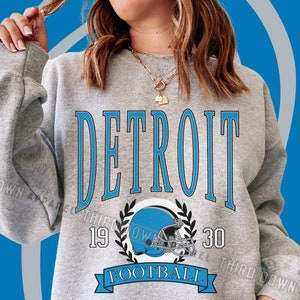 Throwback Detroit Football Sweatshirt Vintage Lions Football 