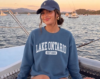 Sudadera del lago Ontario Est. 1660, divertida sudadera sobre los aranceles de Trump en Canadá, sátira política de los Grandes Lagos, regalo para amantes de los lagos canadienses, Lago de América