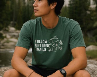 Follow Different Trails FDT T-Shirt, Hidden Message Hiking Shirt, Nature Lover Graphic Tee, Outdoor Adventure Shirt, Minimalist Trail Tee