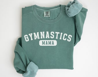 Comfort Colors Gymnastics Mama Sweatshirt, Collegiate Sports Mom Crewneck, Gymnastics Mom Gift, Tumbling Apparel, Team Spirit Shirt