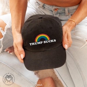 Trump Sucks Hat, Rainbow F*ck Trump Dad Cap, Pride Parade Hat, LGBTQ Hat, Sarcastic Liberal Hat, FDT Baseball Cap, Anti Fascist Gift, 8647