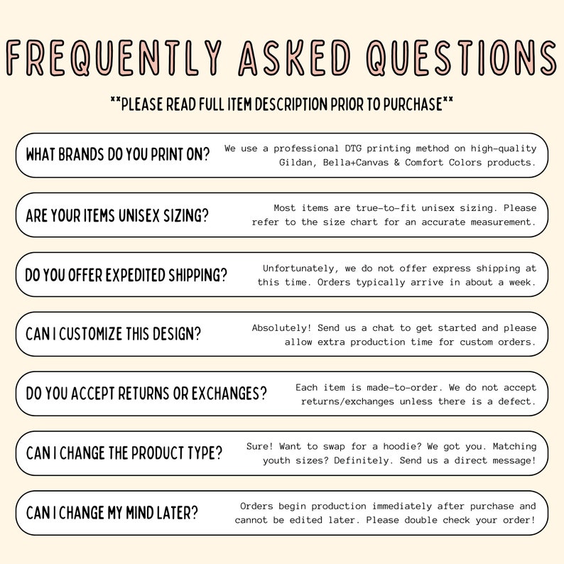 a poster with the words frequently asked questions