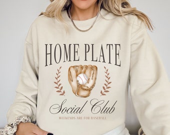 Home Plate Social Club Sweatshirt, Baseball Sideline Social Club Shirt, Weekends Are For Baseball Crewneck, Baseball Mom Gift, Coach Gift
