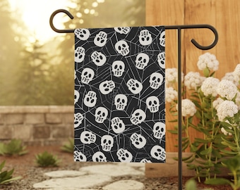 FDT Skull and Spider Webs Flag, Funny Political Yard Flag, Anti Trump Outdoor Decor, Autumn Porch Decoration, Liberal Gift, Subtle FDT Sign