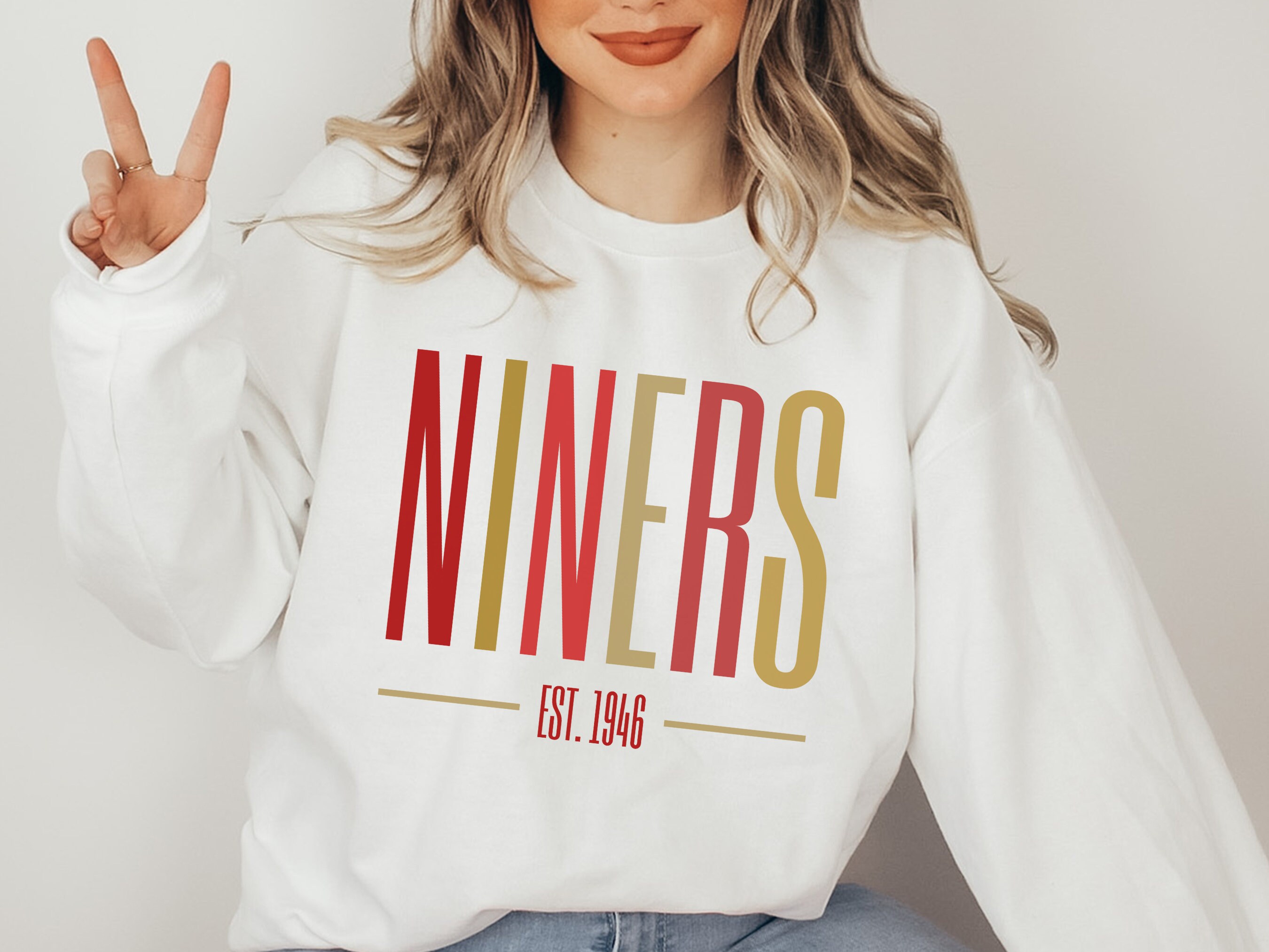 Minimalist 49ers Football Sweatshirt, Simple San Francisco Team Colors