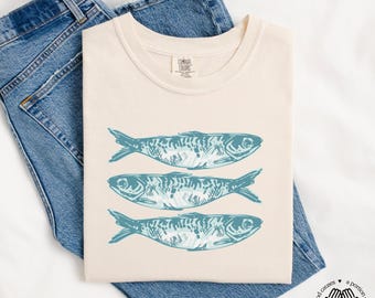 Sardines Shirt, Cute Fish T-Shirt, Fisherman Aesthetic, Sardine Graphic Tee, Tinned Fish Shirt, Summer Coastal Vibe, Comfort Colors Tee