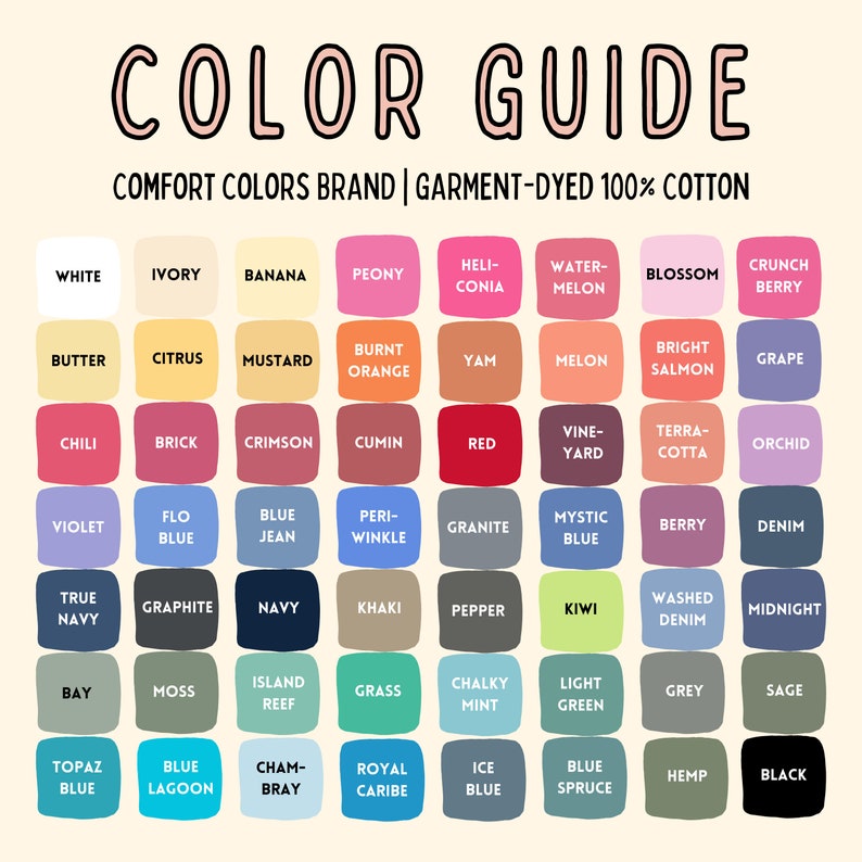 a color guide for different shades of paint