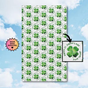 Subtle F*ck Trump Shamrock Hand Towel, Funny Political Home Decor, St Patricks Day Kitchen Towel, Sarcastic Liberal Gift or Prank, FDT Towel