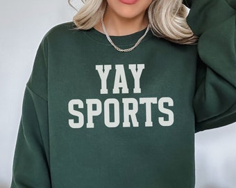 Yay Sports Sweatshirt, Collegiate Crewneck Sweater, Simple Sports Unisex Sweater, Funny Sports Gift, Varsity Style Athletic Apparel