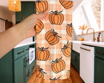 F*ck Trump Pumpkin Waffle Weave Kitchen Towel, Funny Political Microfiber Dish Towel, Anti Trump Decor, Subtle FDT Tea Towel, Liberal Gift