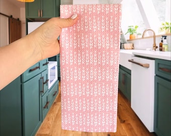 F*ck Trump Pink Lines Waffle Weave Kitchen Towel, Funny Political Dish Towel, Anti Trump Kitchen Decor, Microfiber Tea Towel, Kitchen Gift