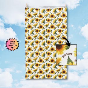 Subtle Fck Trump Hand Towel, Funny Political Home Decor, Sunflower Kitchen Towel, Kitchen Bath Hand Towel, Sarcastic Liberal Gift, FDT Towel