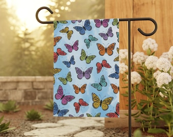 F*ck Trump Rainbow Butterflies Garden Flag, Funny Political Yard Flag, Anti Trump Outdoor Decor, Butterfly Garden Decor, Liberal Lawn Flag