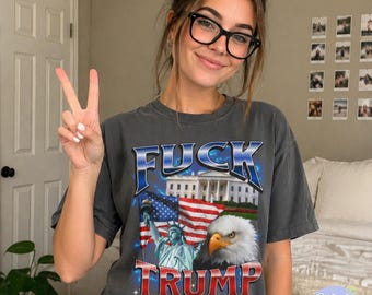 Bootleg F*ck Trump Patriotic American T-Shirt, Vintage Political Graphic Tee, Anti Trump Shirt, Retro Americana Protest Tee, 4th of July