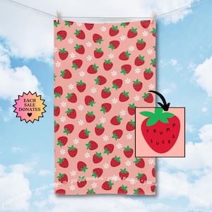 Subtle Trump Sucks Strawberry Hand Towel, Funny Political Home Decor, Berry Kitchen Towel, Hostess Gift, Sarcastic Liberal Gift, FDT Towel