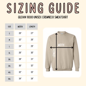 the size guide for a sweatshirt with measurements