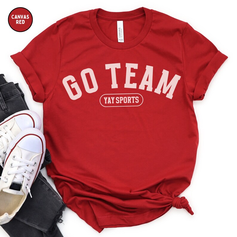 Go Team Yay Sports Shirt, Collegiate Crewneck T-Shirt, Simple Sports Unisex Tee, Funny Sports Gift, Varsity Style Athletic Apparel