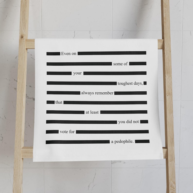 Redacted Epstein Files F*ck Trump Hand Towel, Funny Political Home Decor, Progressive Liberal Gift, FDT Towel, Sarcastic Kitchen Towel