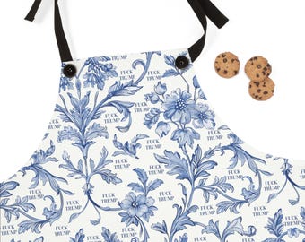 Subtle F*ck Trump Toile de Jouy Cooking Apron, Classic French Pattern Apron, Liberal Kitchen Decor, Hidden Message Apron, Progressive Gift