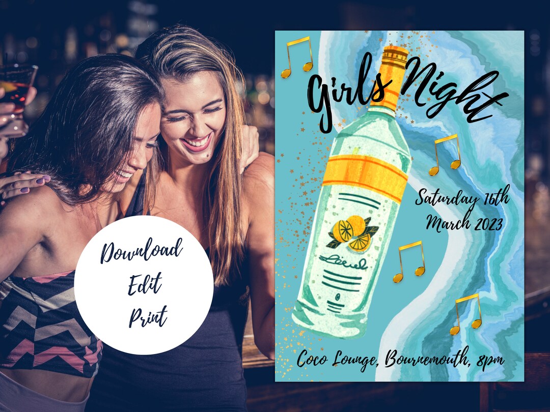 EDITABLE Girls Night Invite Ladies Night Invite Template, Cocktail ...