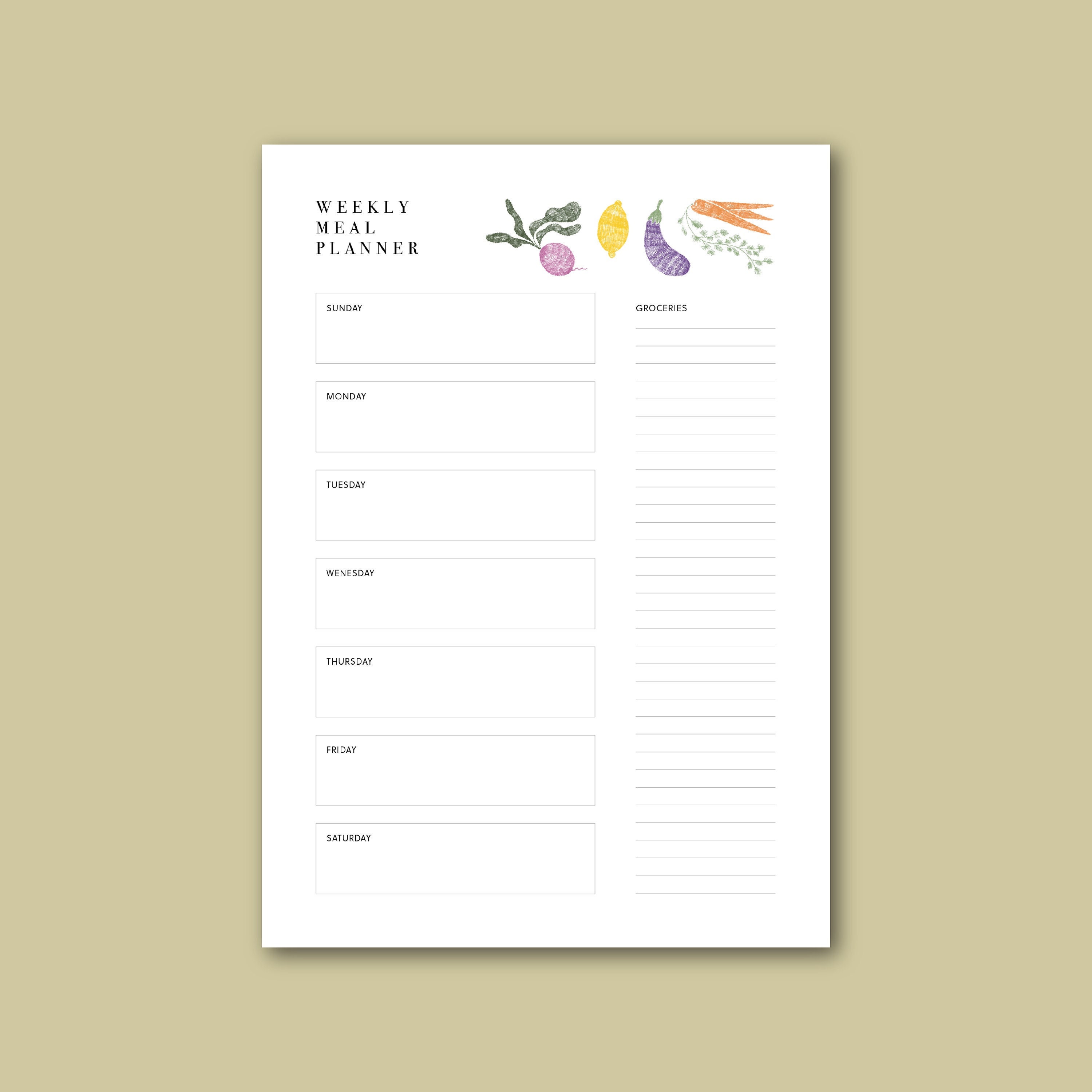 PRINTABLE - Weekly Meal Planner &amp; Grocery List Printable PDF | Digital ...